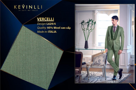 L629/4 Vercelli CVM - Vải Suit 95% Wool - Xanh ngọc Trơn